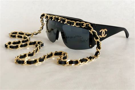 sunglasses chain chanel|chanel sunglasses with on side.